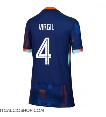 Olanda Virgil van Dijk #4 Seconda Maglia Femmina Europei 2024 Manica Corta